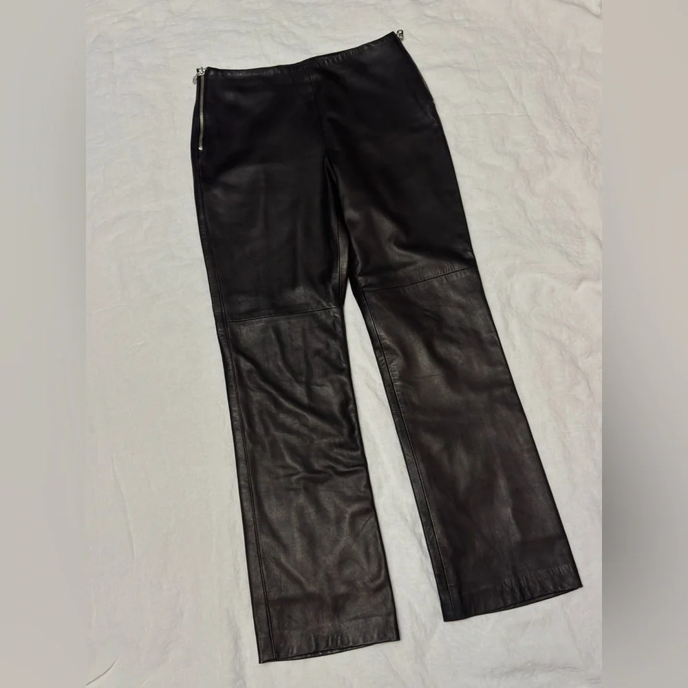 Comme Toujour Butter Soft Black Leather Trouser Pants Size 10 Grunge Indie Retro